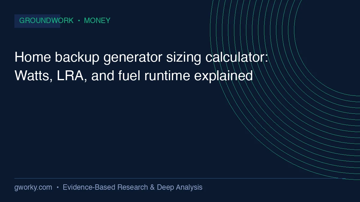 Home backup generator sizing calculator: Watts, LRA, and fuel runtime explained