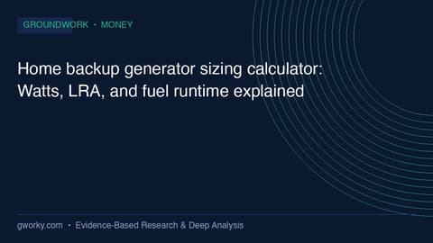 Home backup generator sizing calculator: Watts, LRA, and fuel runtime explained